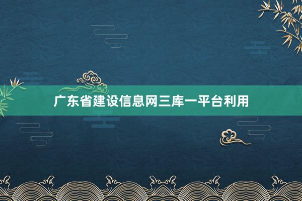 广东省建设信息网三库一平台利用